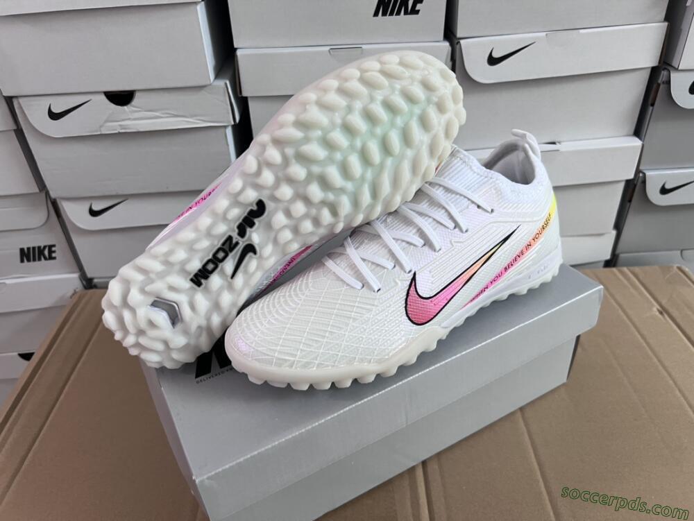 Nike Air Zoom Mercurial Vapor 15 Elite TF Low-Tops Football Shoes - White/Black/Pink