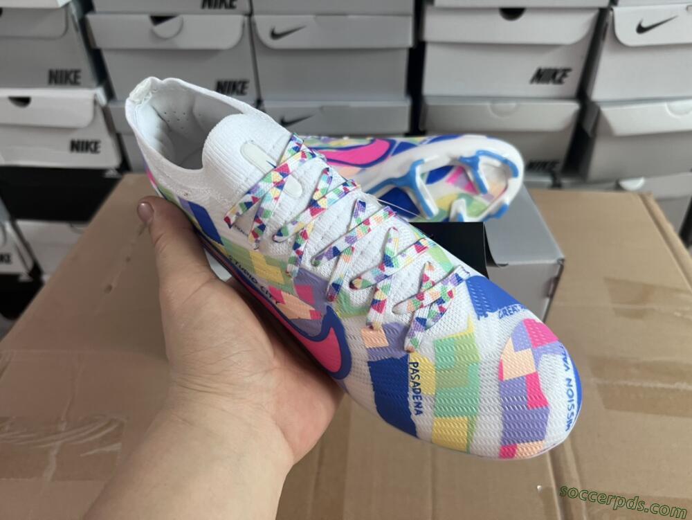 Nike Air Zoom Mercurial Vapor 15 Elite FG Low-Tops Football Boots - Beige/Blue/Yellow/Pink