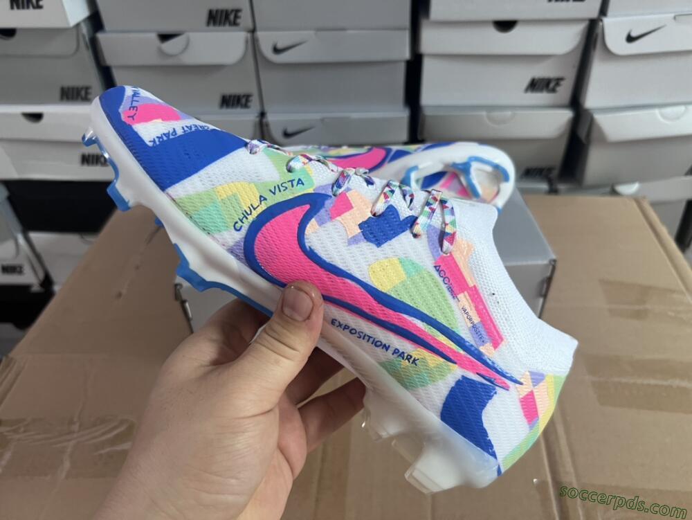 Nike Air Zoom Mercurial Vapor 15 Elite FG Low-Tops Football Boots - Beige/Blue/Yellow/Pink