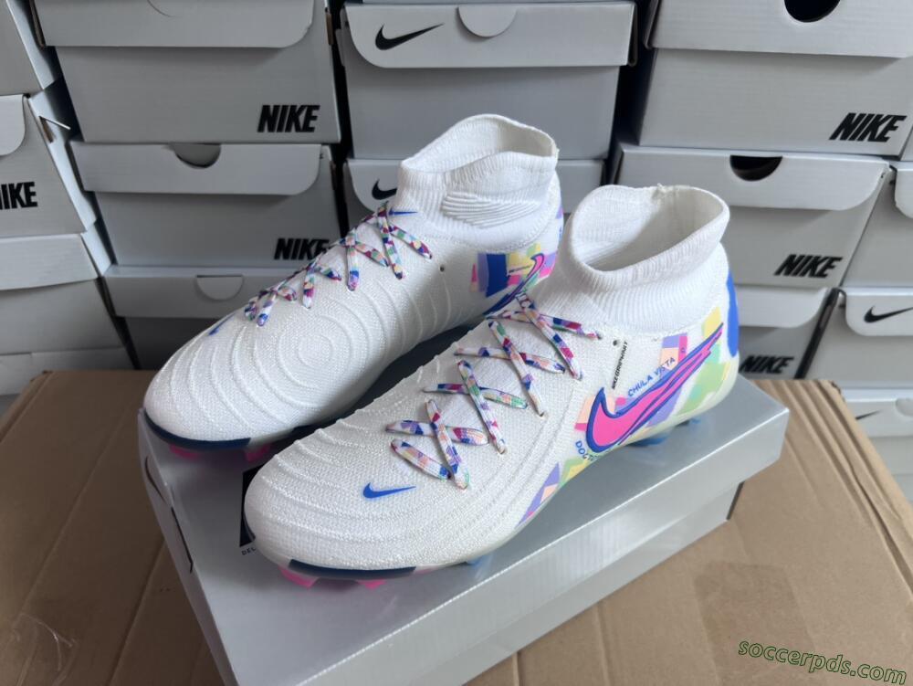 Nike Phantom Luna Elite NU FG High-Tops Football Boots - Beige/Blue/Yellow/Pink