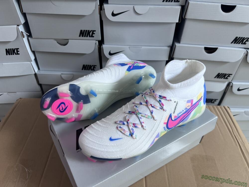 Nike Phantom Luna Elite NU FG High-Tops Football Boots - Beige/Blue/Yellow/Pink