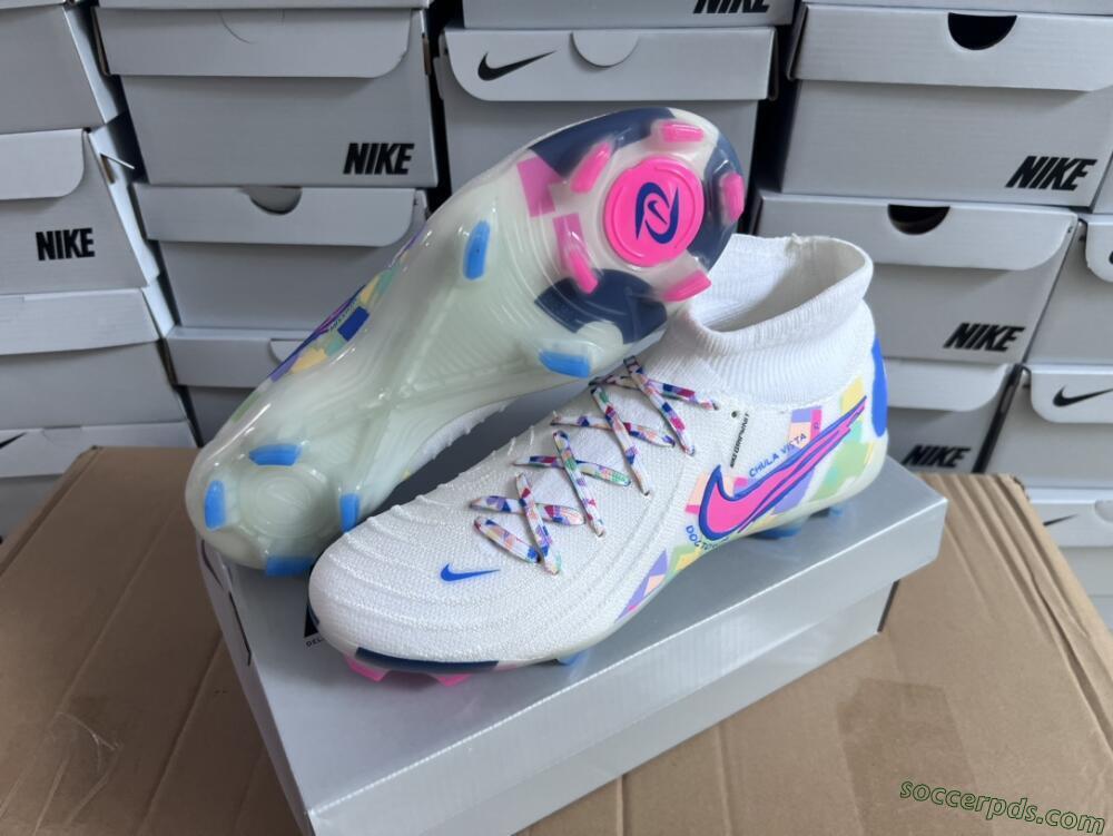 Nike Phantom Luna Elite NU FG High-Tops Football Boots - Beige/Blue/Yellow/Pink