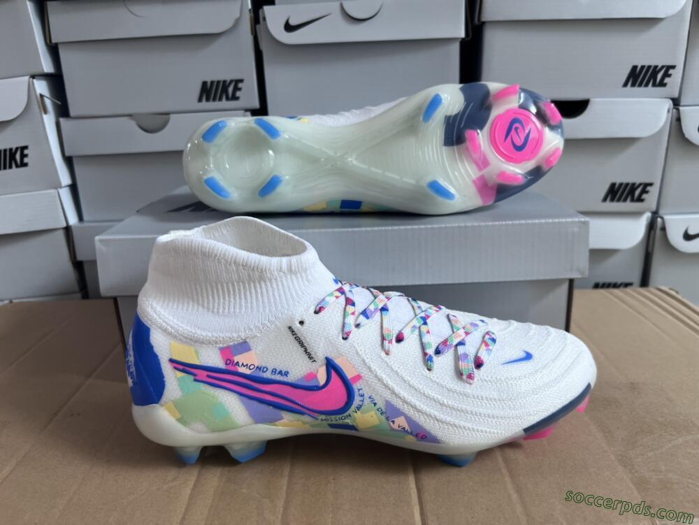 Nike Phantom Luna Elite NU FG High-Tops Football Boots - Beige/Blue/Yellow/Pink