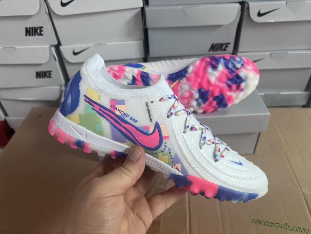 Nike Phantom Luna Elite TF Low-Tops Football Shoes - White/Blue/Pink/Yellow