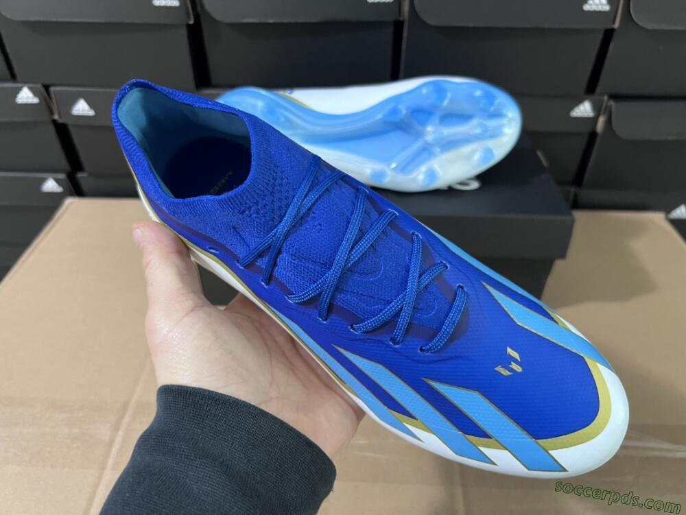 Adidas X Crazyfast.1 Messi FG Low-Tops Football Boots - Blue/Jade/Gold/White