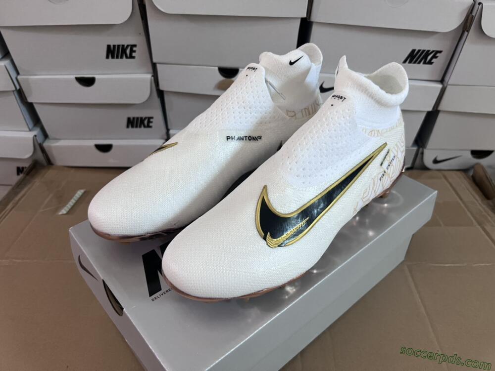 Nike Phantom GX Elite DF Link United Golden Pack FG High-Tops Football Boots - White/Metallic Gold/Black