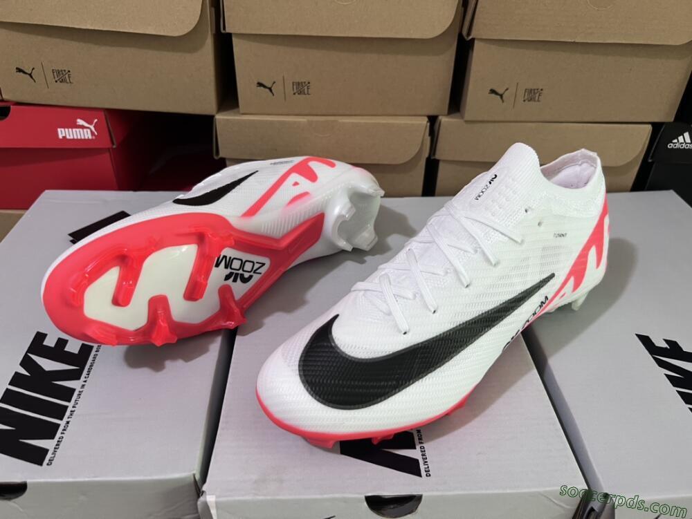 Nike Air Zoom Mercurial Vapor 15 Elite FG Low-Tops Football Boots - White/Black/Red