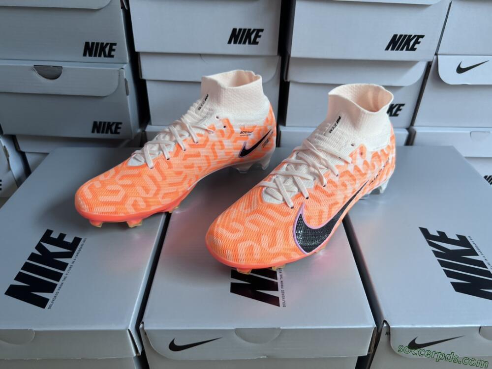 Nike Air Zoom Mercurial Superfly 9 Elite FG High-Tops Football Boots - White/Orange/Black
