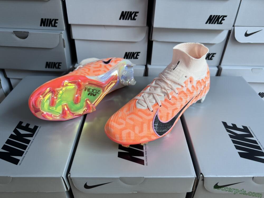 Nike Air Zoom Mercurial Superfly 9 Elite FG High-Tops Football Boots - White/Orange/Black