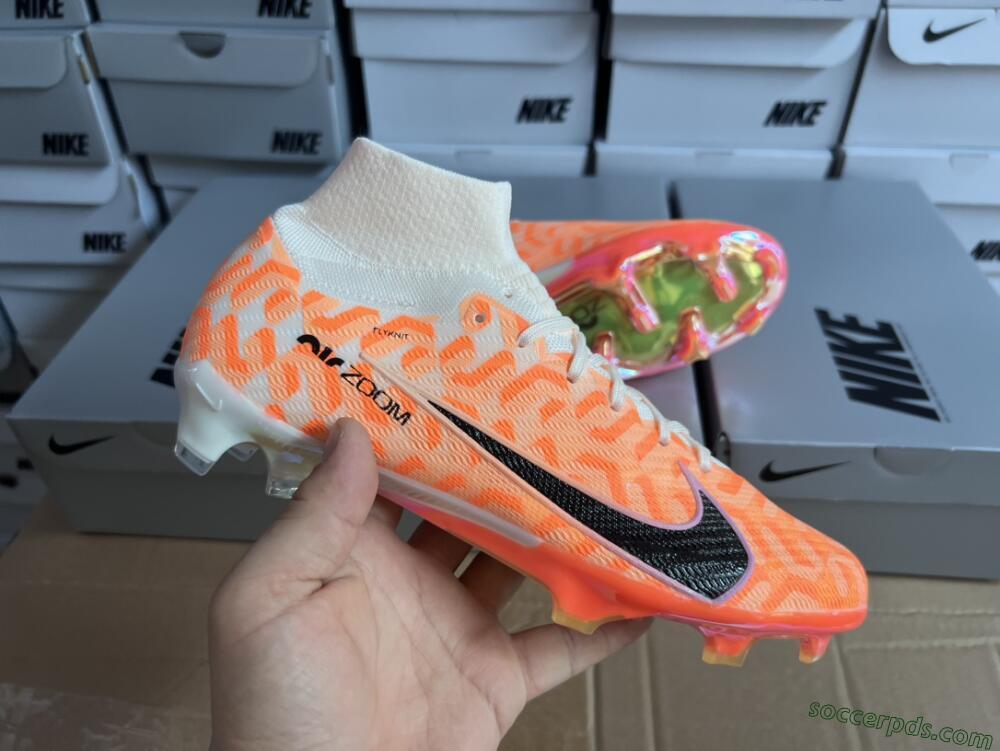 Nike Air Zoom Mercurial Superfly 9 Elite FG High-Tops Football Boots - White/Orange/Black