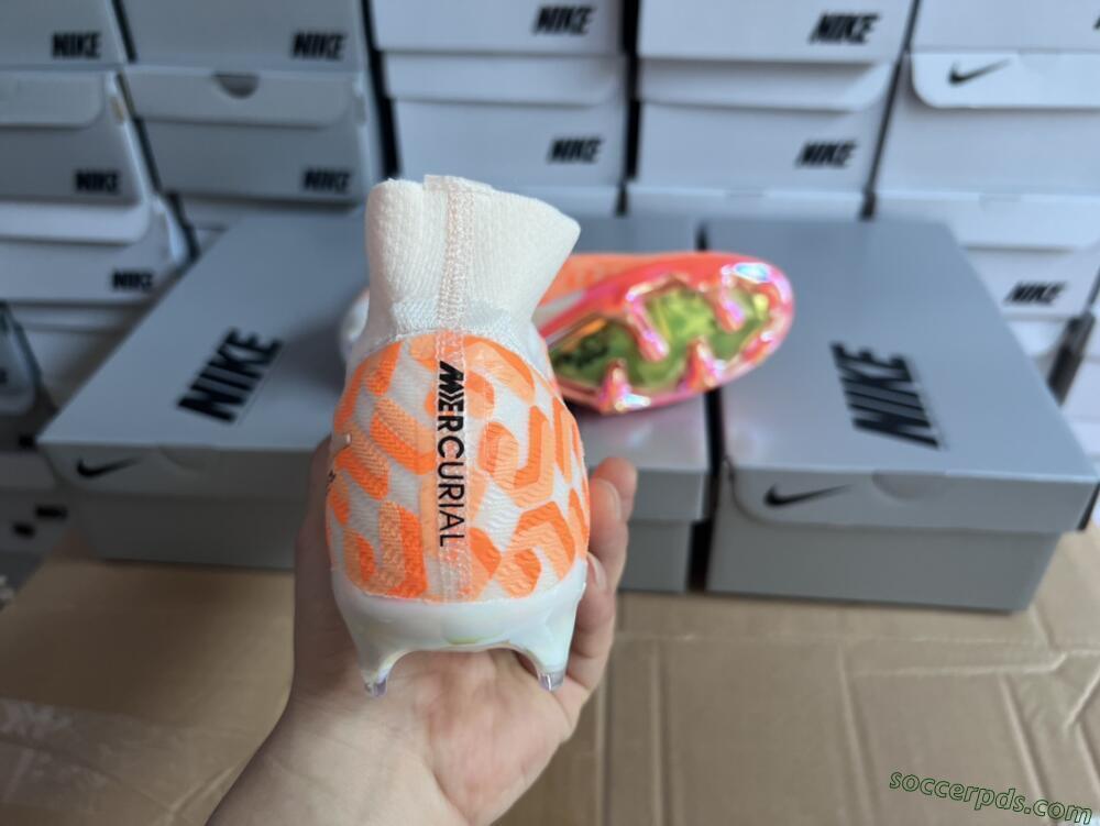 Nike Air Zoom Mercurial Superfly 9 Elite FG High-Tops Football Boots - White/Orange/Black