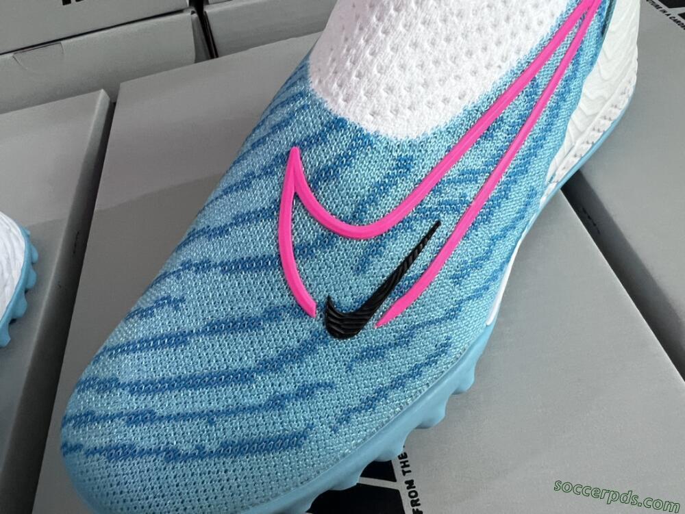 Nike Phantom GX Elite DF Link TF High-Tops Football Shoes - White/Blue/Pink