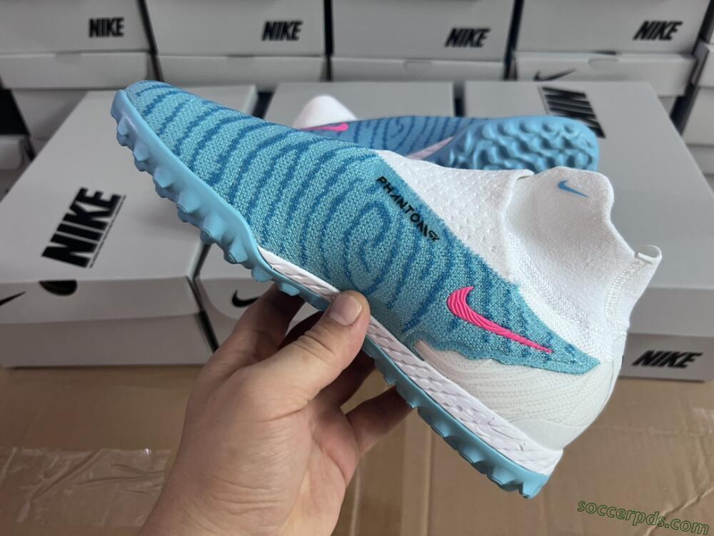 Nike Phantom GX Elite DF Link TF High-Tops Football Shoes - White/Blue/Pink
