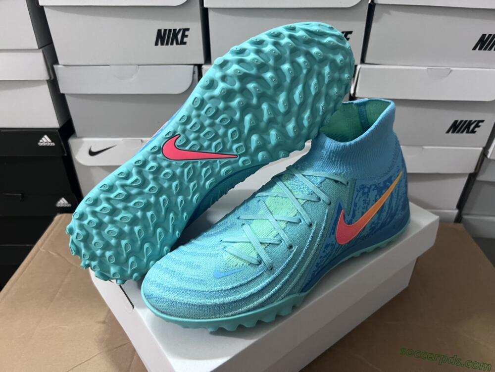 Nike Phantom Luna Elite NU TF High-Tops Football Shoes - Green/Pink/Orange