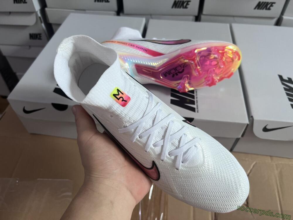 Nike Air Zoom Mercurial Superfly 9 Elite FG High-Tops Football Boots - White/Pink/Black/Yellow/Gold