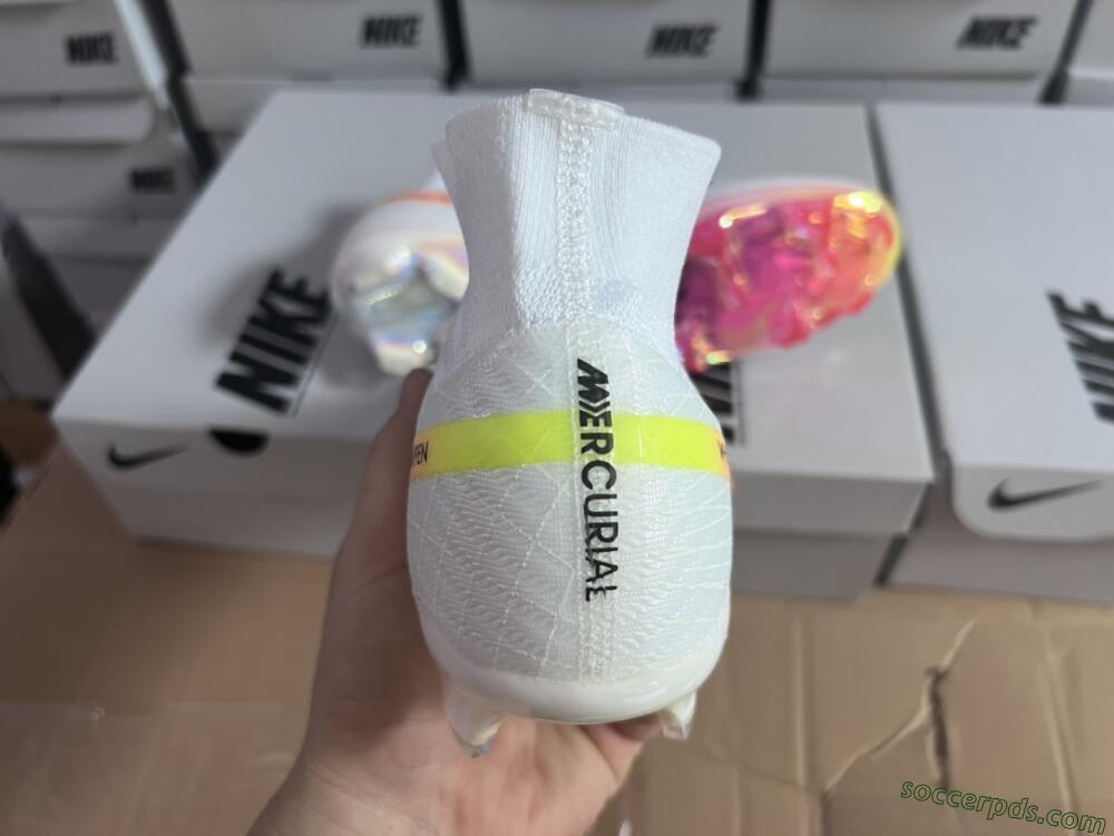Nike Air Zoom Mercurial Superfly 9 Elite FG High-Tops Football Boots - White/Pink/Black/Yellow/Gold