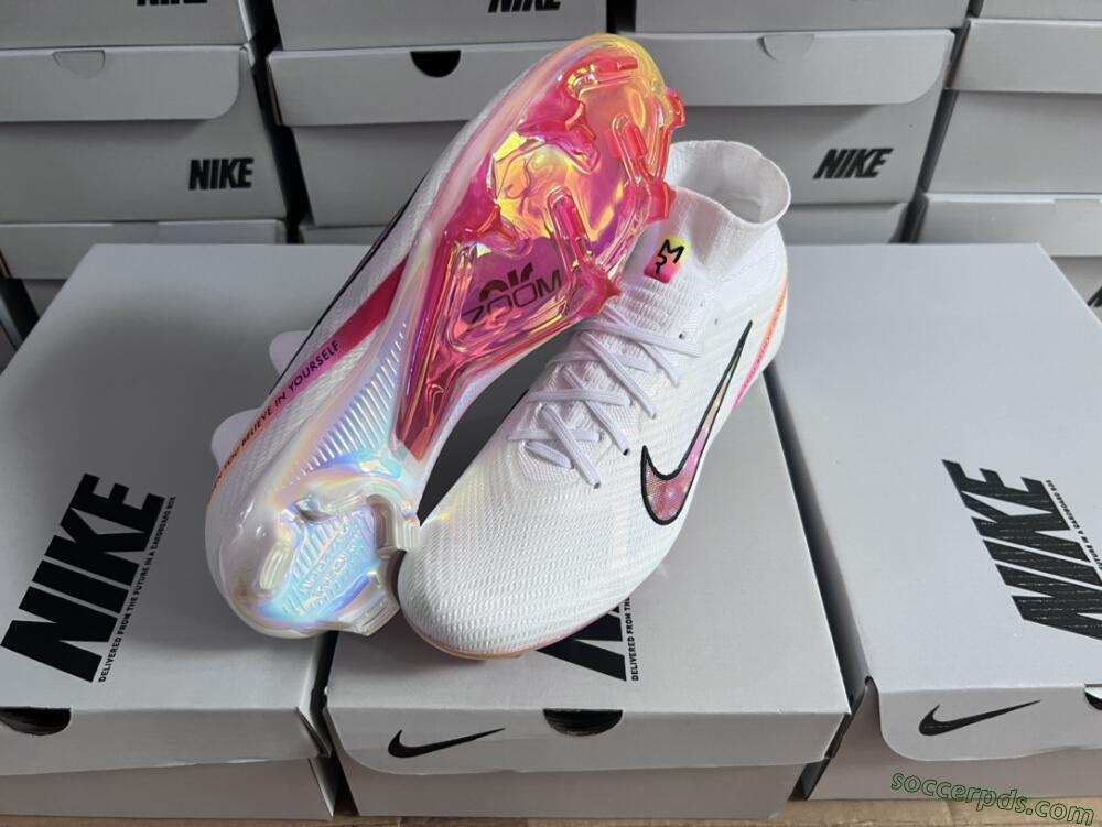 Nike Air Zoom Mercurial Superfly 9 Elite FG High-Tops Football Boots - White/Pink/Black/Yellow/Gold