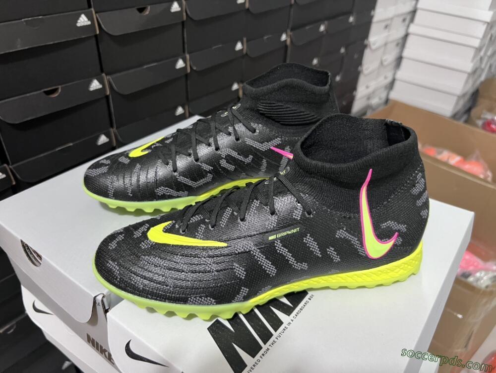 Nike Phantom Luna 2 Elite TF High-Tops Football Shoes - Black/Yellow/Pink