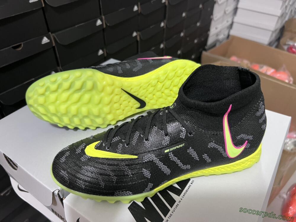 Nike Phantom Luna 2 Elite TF High-Tops Football Shoes - Black/Yellow/Pink