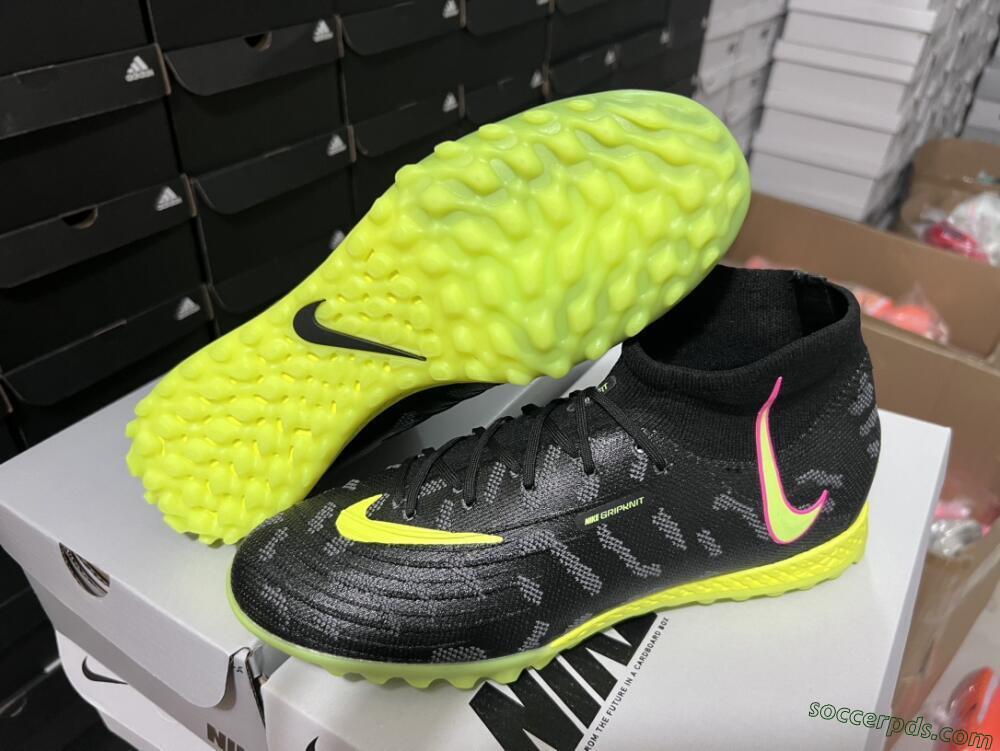 Nike Phantom Luna 2 Elite TF High-Tops Football Shoes - Black/Yellow/Pink