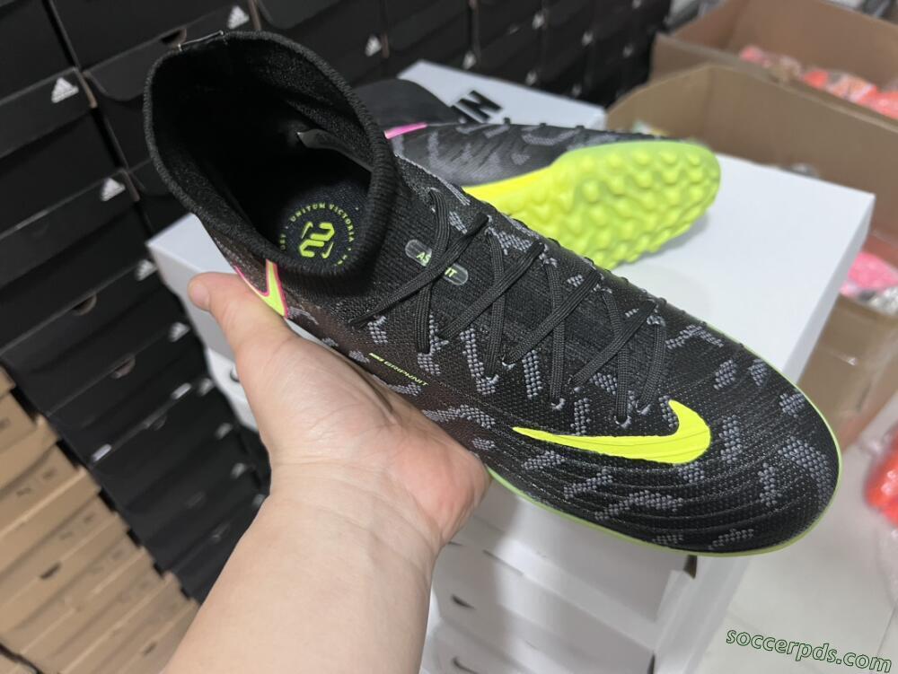 Nike Phantom Luna 2 Elite TF High-Tops Football Shoes - Black/Yellow/Pink