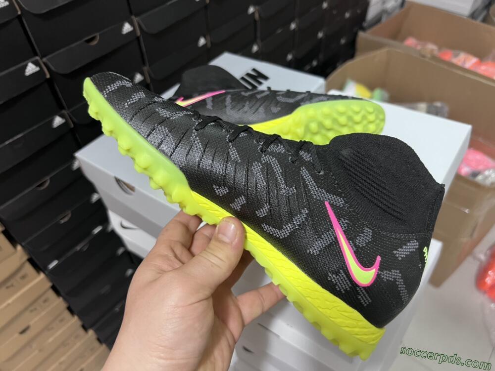 Nike Phantom Luna 2 Elite TF High-Tops Football Shoes - Black/Yellow/Pink