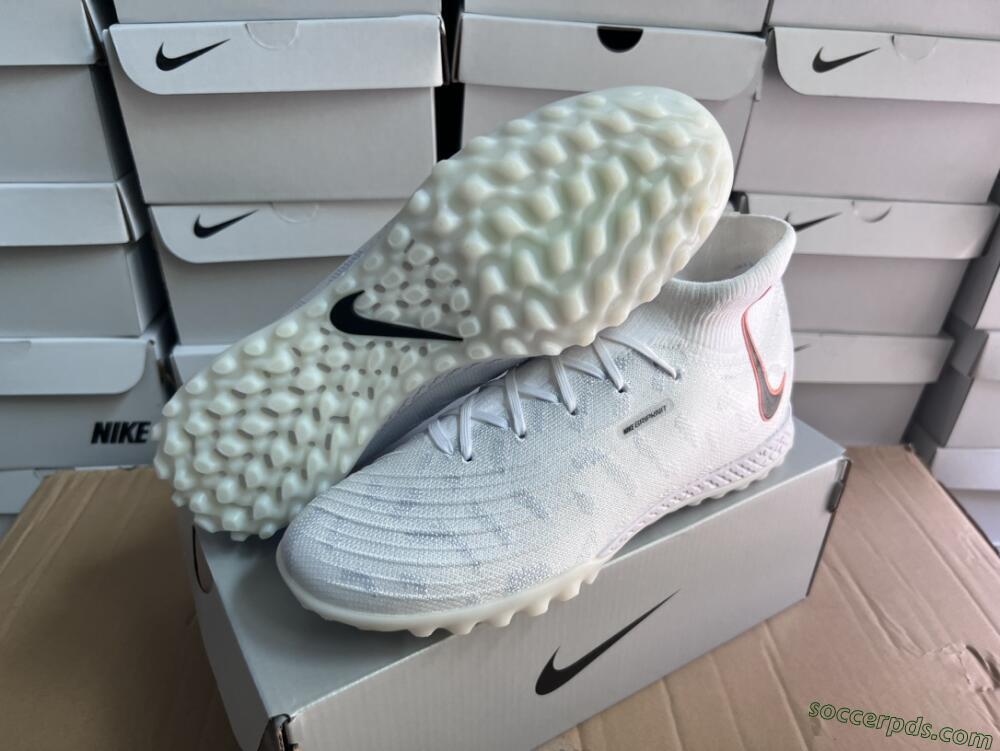 Nike Phantom Luna Elite NU TF High-Tops Football Shoes - White/Grey/Orange/Black