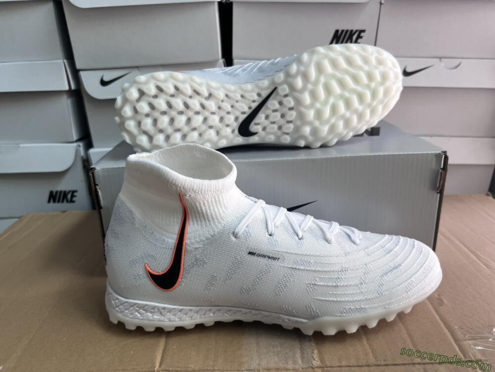 Nike Phantom Luna Elite NU TF High-Tops Football Shoes - White/Grey/Orange/Black
