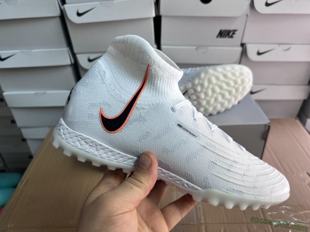 Nike Phantom Luna Elite NU TF High-Tops Football Shoes - White/Grey/Orange/Black