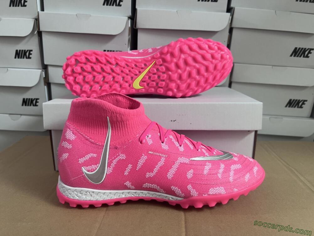 Nike Phantom Luna 2 Elite TF High-Tops Football Shoes - Pink/Silver/White