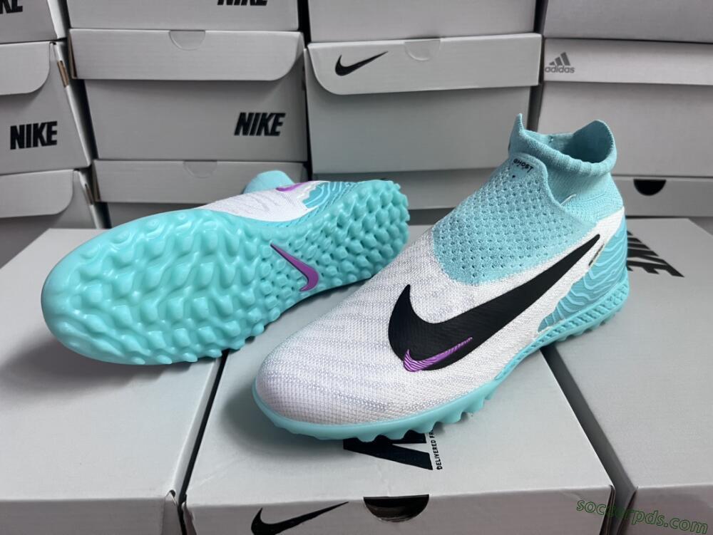 Nike Phantom GX Elite DF Link TF High-Tops Football Shoes - White/Black/Jade