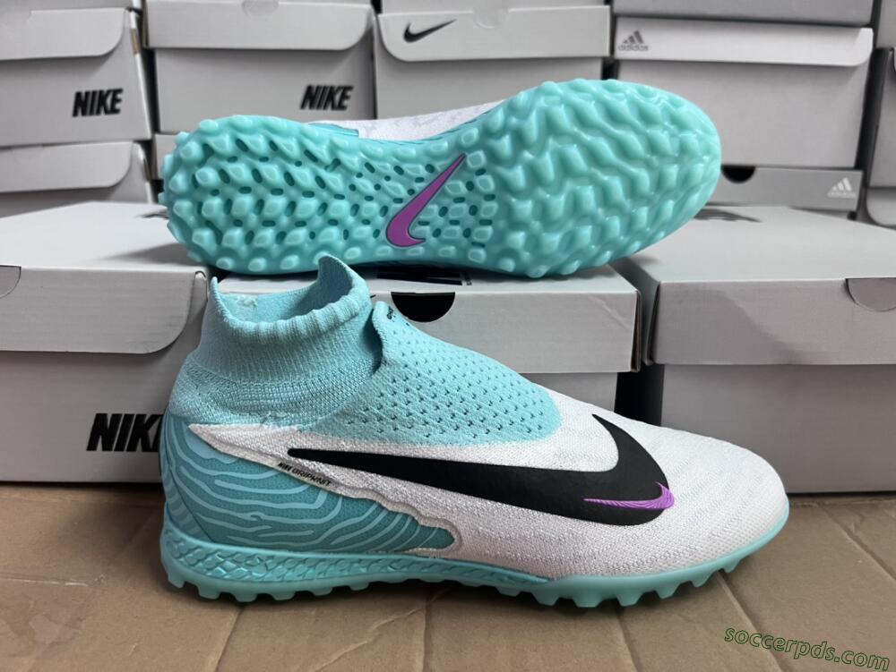 Nike Phantom GX Elite DF Link TF High-Tops Football Shoes - White/Black/Jade