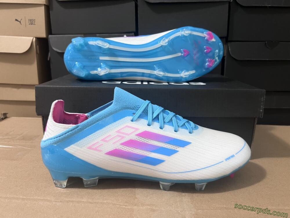 Adidas F50 Adizero FG Low-Tops Football Boots - White/Blue/Pink