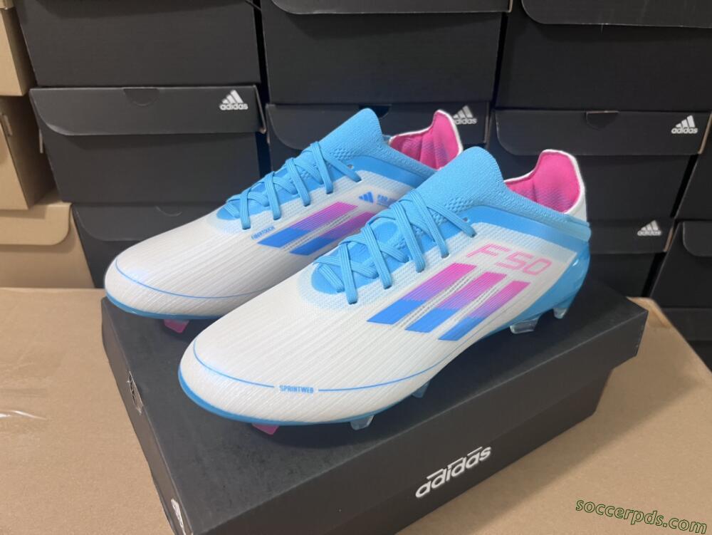 Adidas F50 Adizero FG Low-Tops Football Boots - White/Blue/Pink