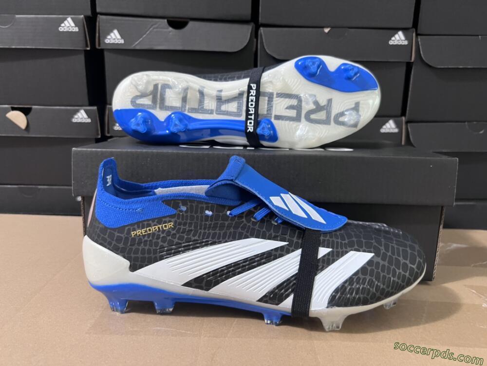 Adidas Predator Elite Foldover Tongue FG Low-Tops Football Boots - Black/White/Blue