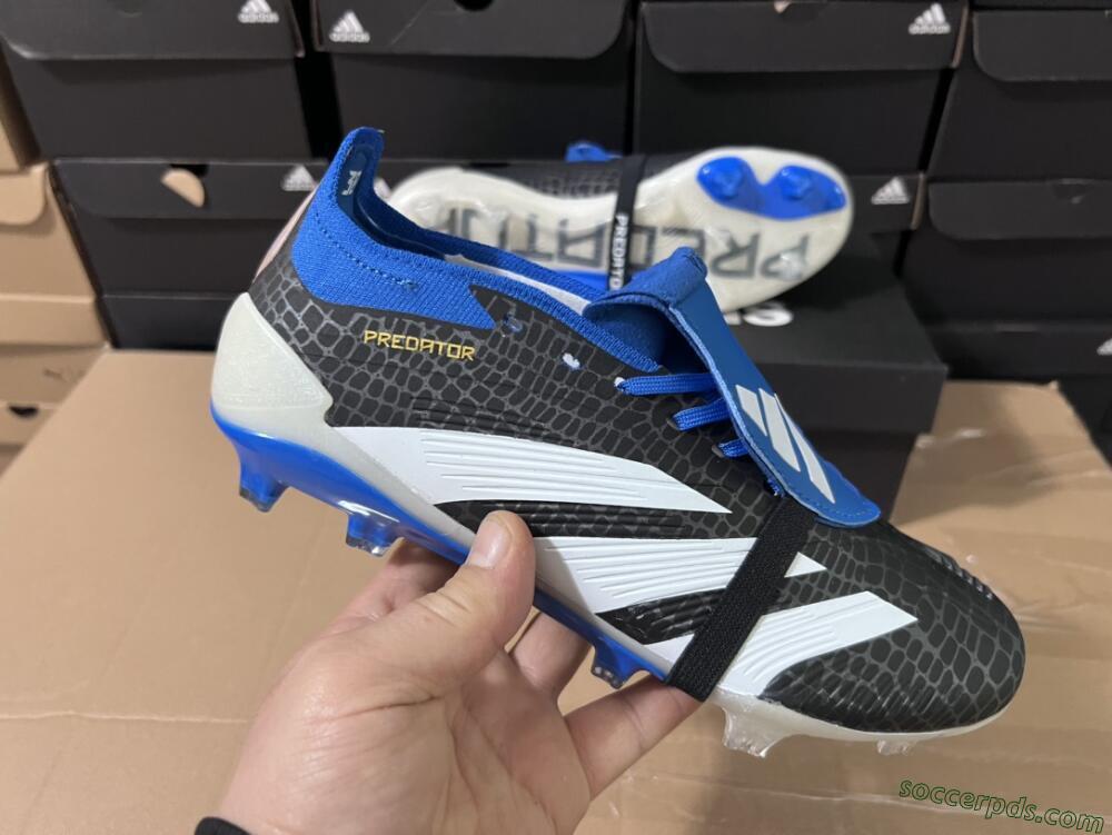 Adidas Predator Elite Foldover Tongue FG Low-Tops Football Boots - Black/White/Blue