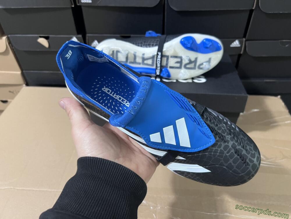 Adidas Predator Elite Foldover Tongue FG Low-Tops Football Boots - Black/White/Blue