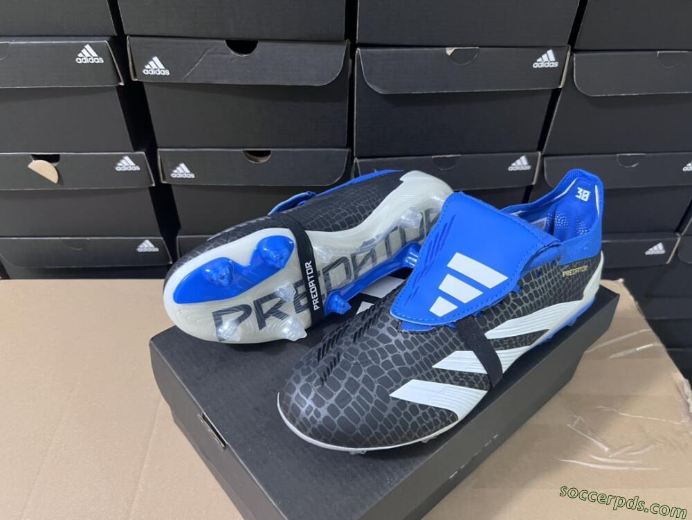 Adidas Predator Elite Foldover Tongue FG Low-Tops Football Boots - Black/White/Blue