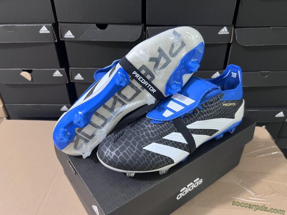 Adidas Predator Elite Foldover Tongue FG Low-Tops Football Boots - Black/White/Blue