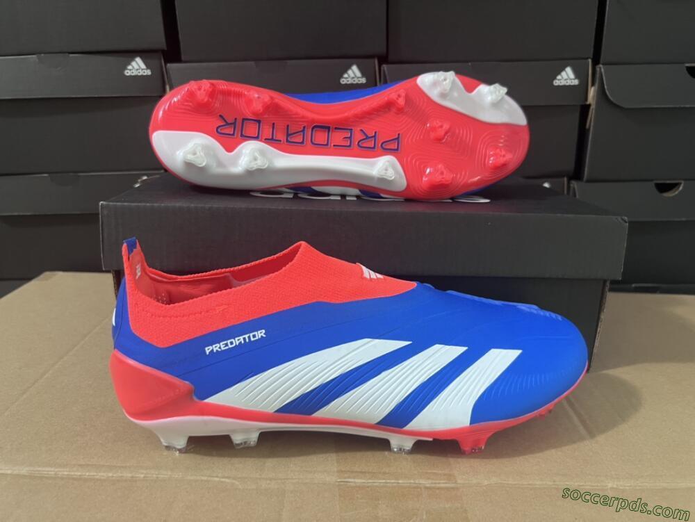 Adidas Predator Elite Laceless FG Low-Tops Football Boots - Blue/White/Red