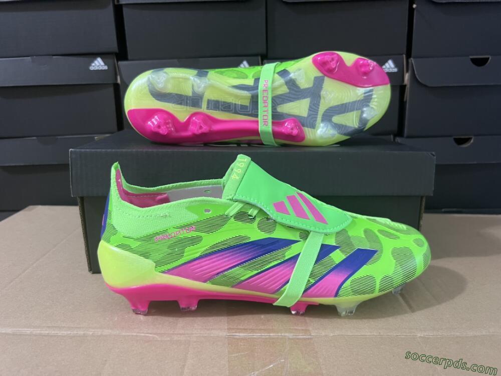 Adidas Predator Elite Foldover Tongue FG Low-Tops Football Boots - Green/Pink/Purple/Yellow