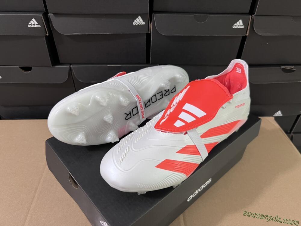 Adidas Predator Elite Foldover Tongue FG Low-Tops Football Boots - Beige/White/Red