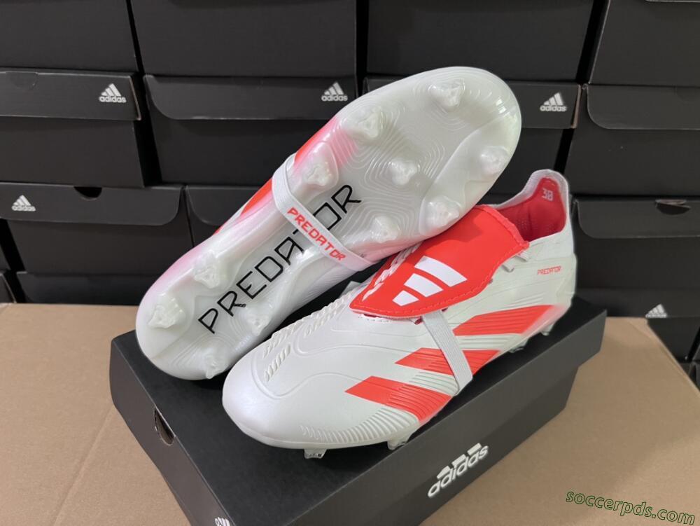 Adidas Predator Elite Foldover Tongue FG Low-Tops Football Boots - Beige/White/Red