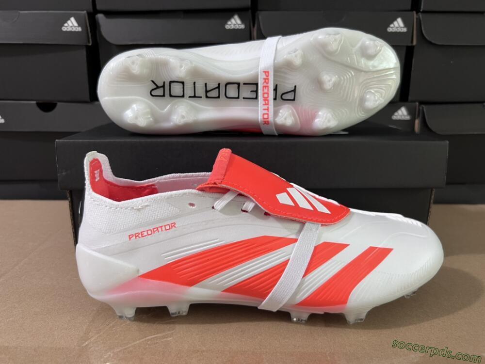 Adidas Predator Elite Foldover Tongue FG Low-Tops Football Boots - Beige/White/Red