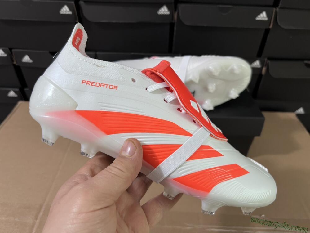 Adidas Predator Elite Foldover Tongue FG Low-Tops Football Boots - Beige/White/Red