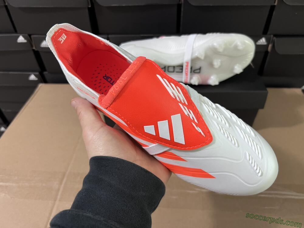 Adidas Predator Elite Foldover Tongue FG Low-Tops Football Boots - Beige/White/Red