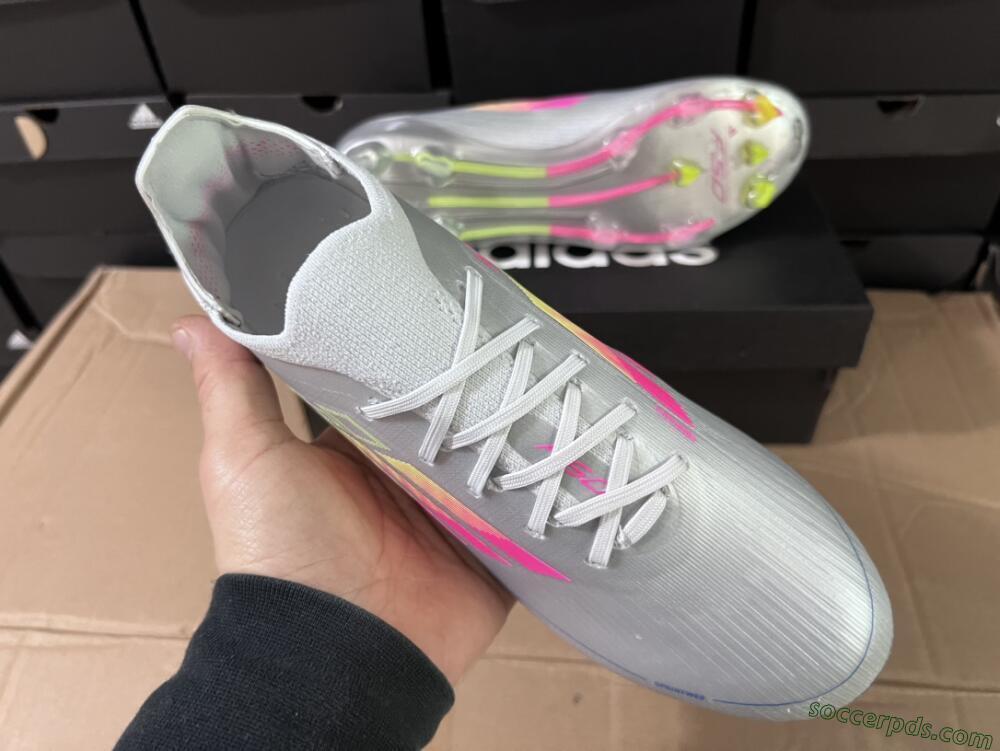 Adidas F50 Adizero FG Low-Tops Football Boots - Silver/Yellow/Pink