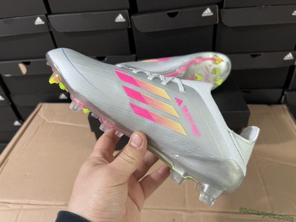 Adidas F50 Adizero FG Low-Tops Football Boots - Silver/Yellow/Pink