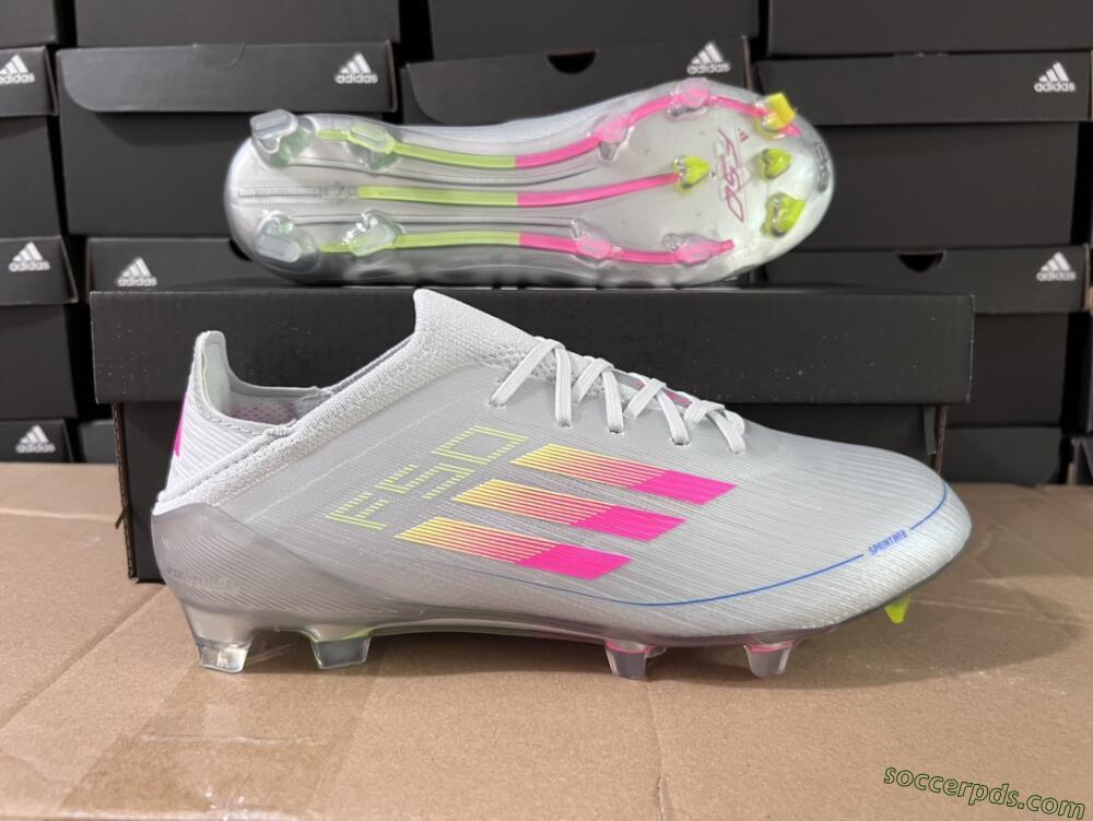 Adidas F50 Adizero FG Low-Tops Football Boots - Silver/Yellow/Pink