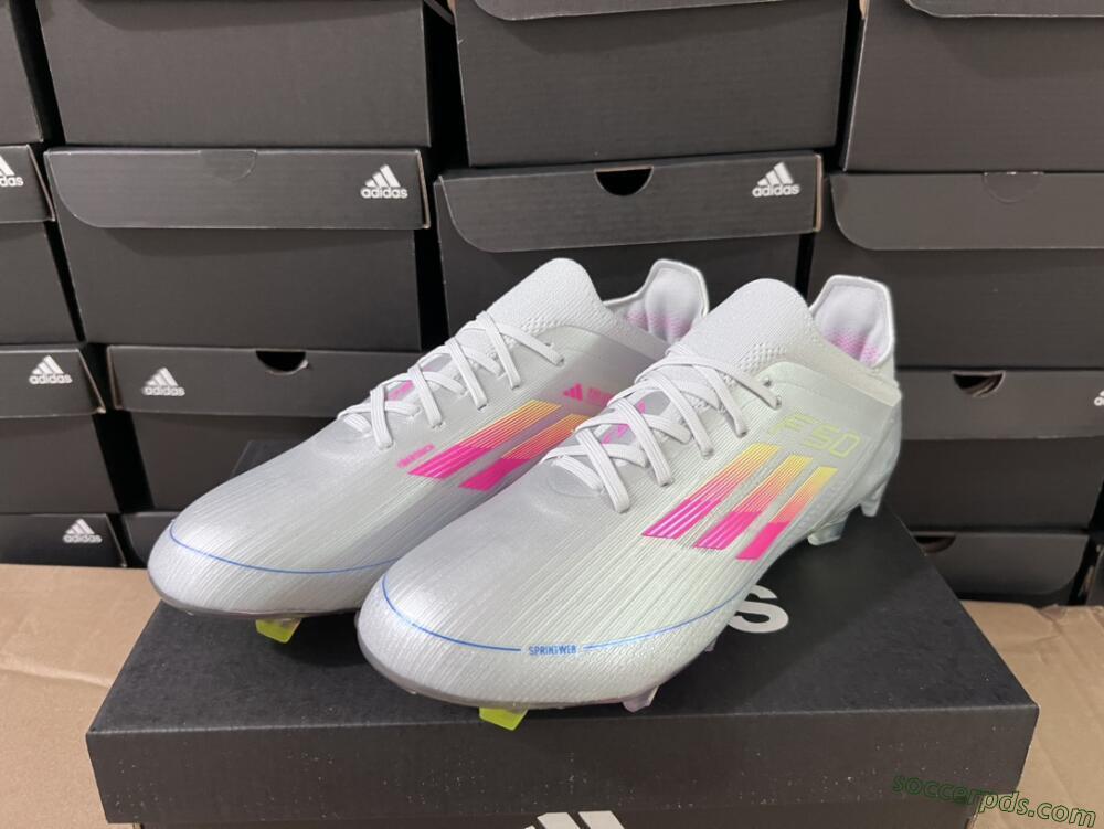 Adidas F50 Adizero FG Low-Tops Football Boots - Silver/Yellow/Pink